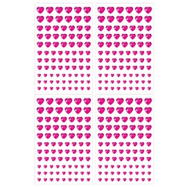 Shapenty 4 Sizes 6mm 8mm 10mm 12mm Acrylic Heart Rhinestones Stickers Crystal Gems Stickers for Valentine’s Day Wedding Decoration DIY Craft Nail Face Makeup Card Jewelry Making, 336PCS (Dark Pink)