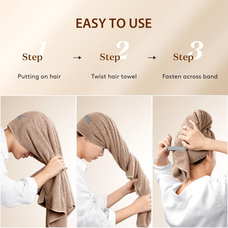 YFONG - Toallas de microfibra para secar el cabello (café)