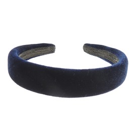 Womens Girls Work School Uniform Birthday Party Wedding Dance Recital Party Bridesmaid Flower Girl Special Occasion Hair Velvet Short Long Hair 3cm Padded Headband Alice Band Hairband (Navy)