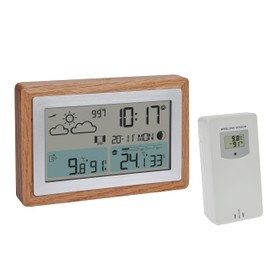 TFA Dostmann OAK 35.1167.54 Wireless Weather Station with Outdoor Sensor, Weather Forecast, with Wooden Frame, Indoor and Outdoor Temperature, with Ventilation Recommendation, Dimmable, Includes