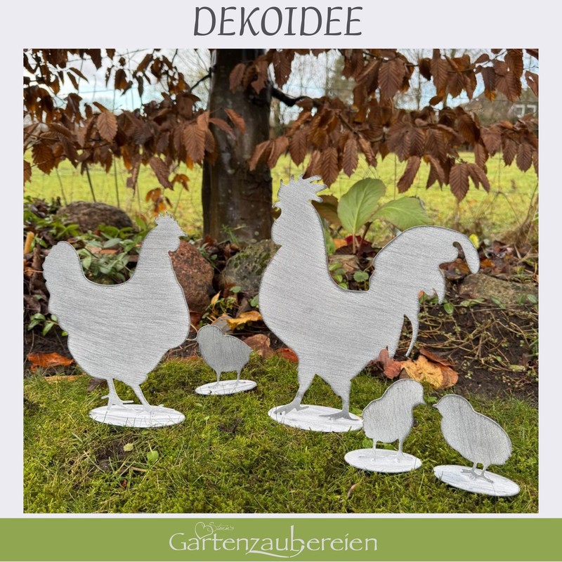 Storm's Gartenzaubereien Chicken Rooster Chickens Made of Metal – Shabby