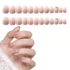 DEVENTORZ Nail Tips, 24 Pieces, Short, Handmade Nail Tips, Spring/Summer, Popular, Glossy, Simple, False Nails, DIY, Short Nail Decoration, Women's, Stylish, Advanced, Bridal Nails, Coming-of-age