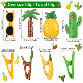 Romooa 8 Pcs Beach Towel Clips Towel Clips for Chairs Beach Towel Holder Clothes Pins for Lounge Chair, Cruise Clothes Lines, Patio and Holiday Pool(Summer Style)