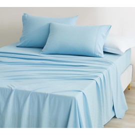Chezmoi Collection Stone Washed California King Size Sheet Set - 4-Piece Extra Soft Breathable Wrinkle & Fade Resistant 14-Inches Deep Pocket Sheets & Pillowcases Set - California King, Chambray Blue