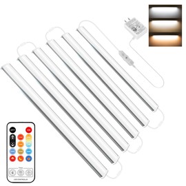Under Cabinet Lighting Plug in - 6 Pcs 12 Inch Under Cabinet Lights, 5 Color Temperatures Closet Lights for Kitchen, Dimmable Under Counter Lights for Cupboard, Shelf, Workbench, Desk, Bookcase