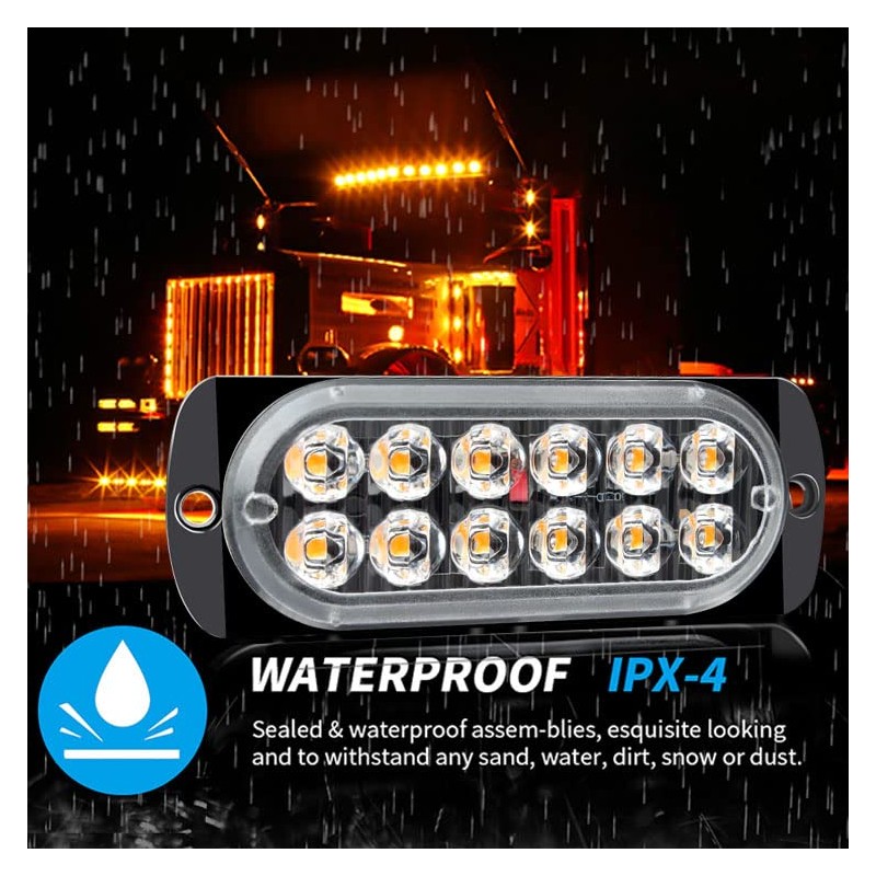 DOCAS LED Strobe Emergency Lights, 8X Amber White 12 LED