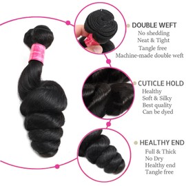 Human Hair Loose Wave 4 Bundles 20 22 24 26 Inch 100% Unprocessed Brazilian Hair Weave Loose Wave Human Hair Natural Black Human Hair Extensions