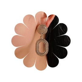 TseenYi Vintage Hollow Square Earrings Boho Oval Dangle Earrings Gold Geometric Circle Coin Stud Earrings Chunky Hanging Hollow Square Drop Earrings Jewellery for Women, Metal