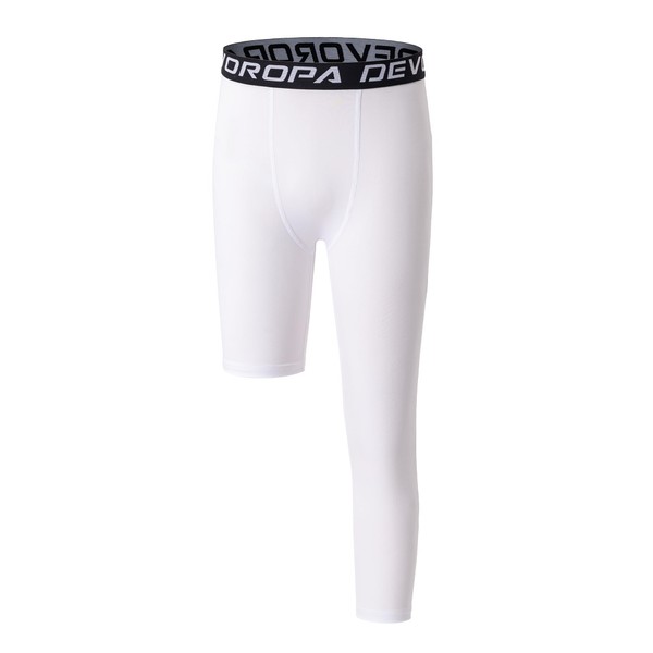 DEVOROPA Youth Boys One Leg Compression Pants for Basketball 3/4