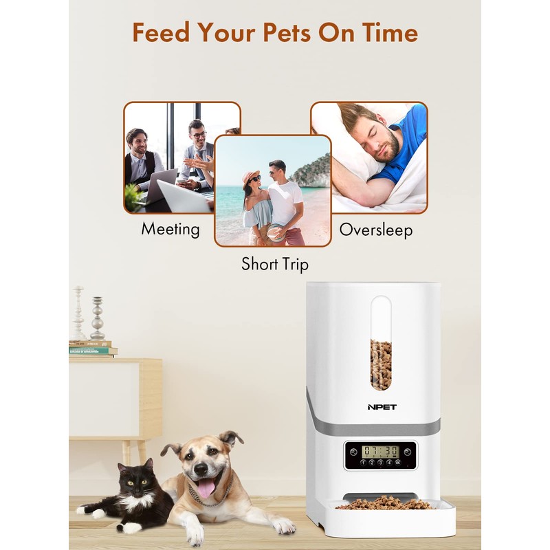 NPET Automatic Cat Feeder, 6L Dog Food Dispenser with Desiccant