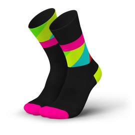 INCYLENCE ULTRALIGHT Running Socks for Men and Women, Breathable and Ultra Thin 1 Pair, Strides Black Pink Canary, 39 - 42