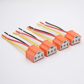 ANCLLO 4pcs Headlight Socket Plug with Three Conductors in Ceramic H4 for Cars