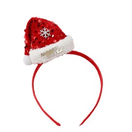 Totelux Christmas Headband Red Hat Hair Hoop with Sequins Snowflakes Cute Santa Hat Hair Accessories for Women Holiday Party Supplies