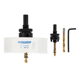 Mollom (108mm | 4-1/4") HSS M42 with 8% cobalt BI-Metal Hole Saw with 2 Pilot Drill Bits & Arbor Smooth Cutting for PVC,Drywall,Wood,Plastic,Gypsum Board,Rubber