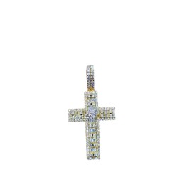 JEWELLERY CRAFT 4 Ct D VVS Round Baguette Lab Created Simulated Diamond God Cross Plus Pendant Necklace in 14K Yellow Gold Plated in 925 Sterling Silver for Unisex