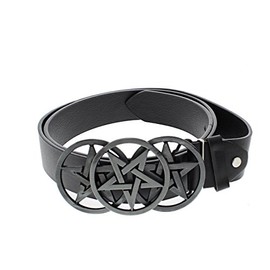 Zac's Alter Ego Black PU Belt with Triple Pentagram Buckle