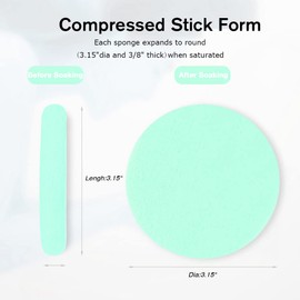 Compressed Facial Sponge PVA 120 Pieces Makeup Removal Wash Pads Round Face Cleansing Sponges Cosmetic Remover Spa Exfoliating for Women,Green