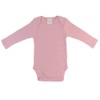 Organic Cotton Rib-Knit Baby Sleepsuit with Long Arms - Pink,