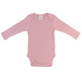 Organic Cotton Rib-Knit Baby Sleepsuit with Long Arms - Pink, 0-3 MTHS
