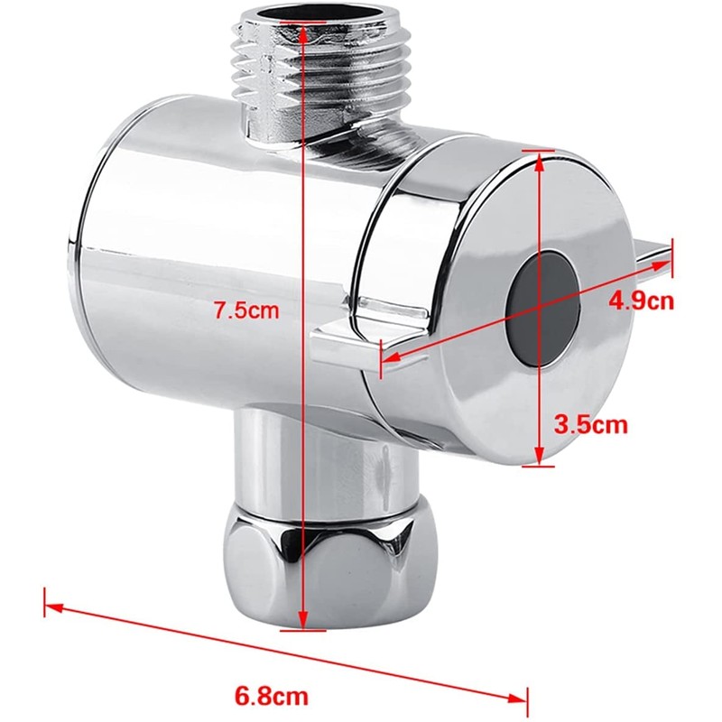 Shower Head T Adapter 3 Way Splitter Valve Diverter for