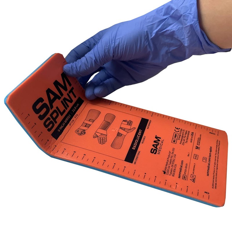 SAM Splint, 9" x 4.25" Flat, Orange and Blue, Immobilization