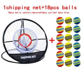 Portable Golf Chipping Practice Set - Color: Black, Size: 1 Net and 18 Balls