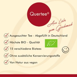 Quertee No. 2412-15 x 25 g Various Organic Tea as Tea Gift | Tea Gift to Try | Find Your Favourite Tea in Tea Tasting Set as a Gift for Christmas