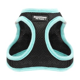 Downtown Pet Supply Step in Dog Harness No Pull, XX-Large, Black w/Light Blue Trim - Adjustable Harness with Padded Mesh Fabric and Reflective Trim - Buckle Strap Harness for Dogs