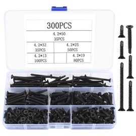 Self Tapping Screws 300 Pieces M4.2 Self Drilling Screws Self Drilling Screws Tapping Screws Set Flat Head Countersunk Phillips Screw Tek Screws