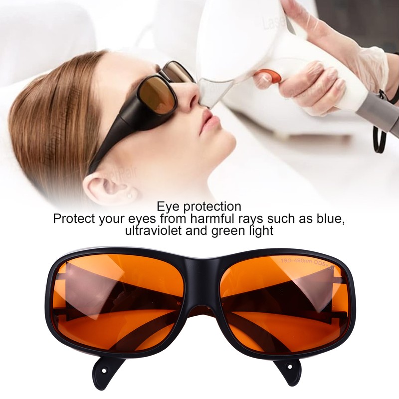 Safety Goggles 190 to 490nm Black Frame Orange Lens OD5