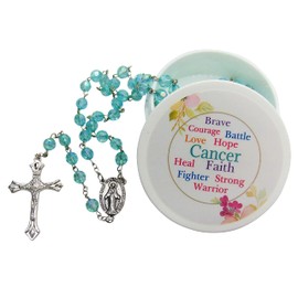 Westmon Works Juego de rosario de oración contra el cáncer con abalorio acrílicas católicas con funda protectora, base, Sin piedra preciosa