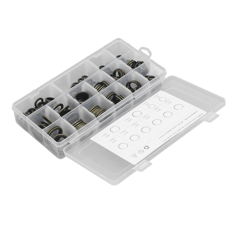 170PCS Set Drain Plug Gasket 10 Sizes Rubber and Metal