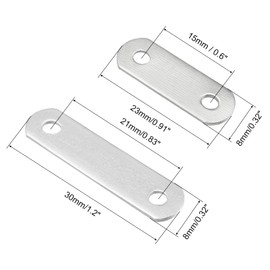 sourcing map Repair Plate, 23mmx8mm 50Pcs, 30mmx8mm 50Pcs, Flat Fixing Mending Corner Brace Bracket Connector