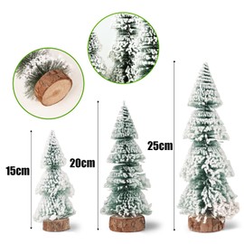 3pcs Mini Christmas Tree White Frosted Artificial Christmas Trees Ornaments Christmas Table Decorations Xmas Tabletop Display 3 Sizes 15/20/25cm (C)
