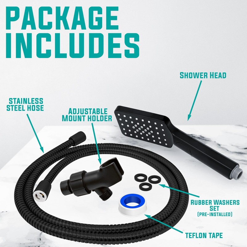 Metpure Handheld Shower Head with Easy Clicker for Multiple Sprays.