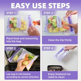 10 Steam Cooking Bags Microwave Steamer Bags for Vegetables,Potatoes and Meat-Pack Zipper Microwave Steam Bags Reusable Steam Cooking Bags for Vegetables Potatoes and Meat