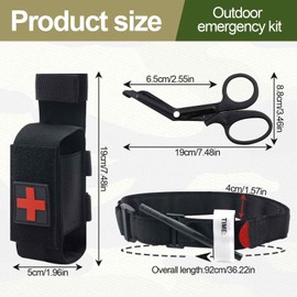 HA BIN Torniquetes Kit 2 Tourniquets 1 Bracket 1 Trauma Scissors Combat Tactical Hemostatic Tourniquet One-Handed Use, for Hiking, Outdoor Camping, and Emergency Medical (Black)