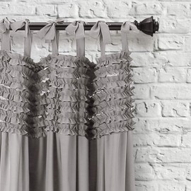 Lush Decor, Gray Lydia Curtains Ruffle Window Panel Set for Living, Dining, Bedroom (Pair), 95” x 40 L