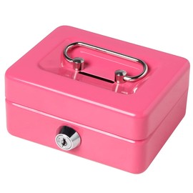 Small Cash Box with Lock and Slot, Decaller Locking Money Box, Metal Coin Piggy Bank for Adults and Kids