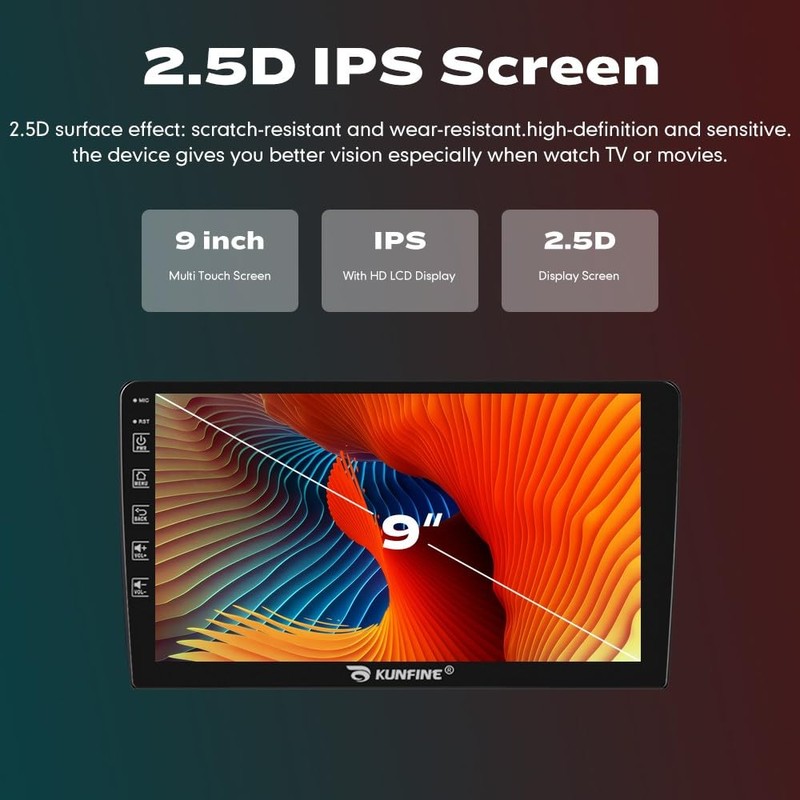 Kunfine Car CarPlay Android Auto Navigation Stereo GPS Radio Reverse