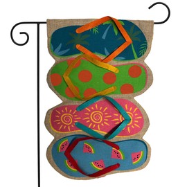 Flip Flops Summer Burlap Garden Flag Nautical 12.5" x 18" Briarwood Lane