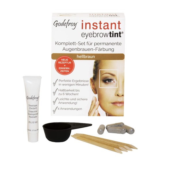Godefroy Instant Eyebrow Tint, Eyebrow Colour EU Formula, Dye Set Light Brown, Pack of 1 (1 x 4 Items)