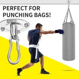 Heavy Duty Ceiling Hook 360°Rotate Heavy Duty Hooks for Hanging 304 Stainless Steel Swivel Hammock Hooks Swing Hook for Ceiling Wooden Porch, Gym Yoga Suspension Hooks Swing kit With 450 kg Capacity