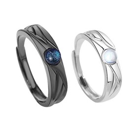 Wendalern Stacking Band Rings for Women Open Adjustable Enamel Rings Two Tone Thumb Index Finger Rings Chunky Wide Statement Rings 2pcs Stacking Silver Ankle Rings Set Jewellery for Women Girls,