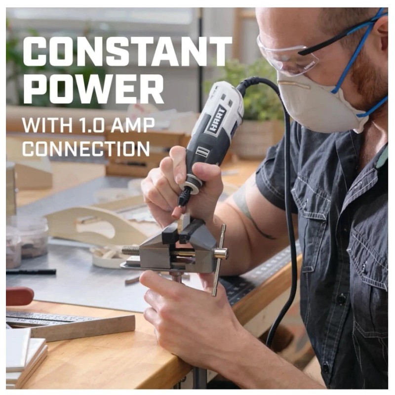 HART 1 Amp 2-Speed Rotary Tool Kit with 10 Accessories