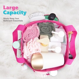 Mesh Shower Bag for Dorm Room - 9” x 9” x 9.5” Toiletry Shower Caddy for Women Students Tie Dyed Pattern Shower Tote Large Capacity Portable with 8 Pocket for Gym College Bathroom Beach Essentials