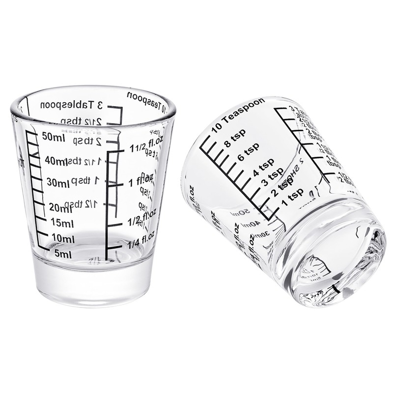 Ackers Mini Measure Heavy Glass, 32-Incremental Measurements Multi-Purpose Liquid and