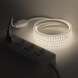 HEGEHE 220 V Natural White LED Strip Strip, 2835 SMD 120 LEDs/m IP65 Waterproof, No Lead Wire, Flex LED Strip Light for Bedroom, Kitchen, Home, Interior Decoration (Natural White, 5 m)
