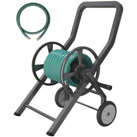 Artigarden Garden Hose Reel Cart with Wheels, Outdoor Water Hose Cart Black