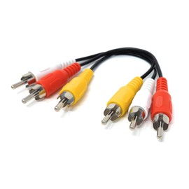 DRUT 15cm Triple 3 x RCA to RCA Phono Plugs to Plugs Composite, Audio Video Male to Male Cable Lead Nickel Contacts 0.5ft